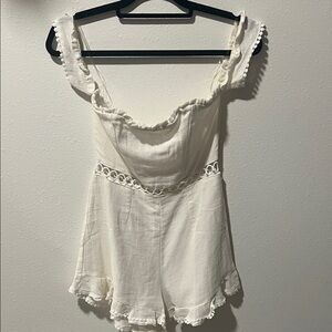 Agaci Off White Lace Trim Romper